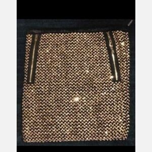 Gold Sequin Cropped Top with Zip-Trim Detail